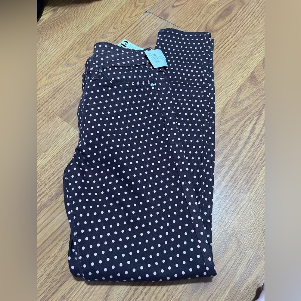 NWT ELSE (MACY'S) WOMEN'S PINK POLKA DOT SKINNY ANKLE JEANS SZ 29 - Picture 1 of 7